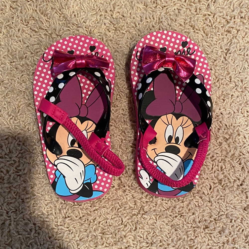 Disney Minnie Mouse Polka Dot Pink Flip Flops